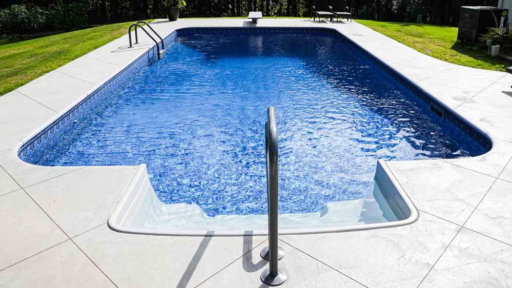 A sparkling pool maintained by pool maintenance crew at Aqua + Oak in northern Mississippi.